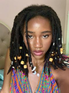 Loc jewelry ll loc styles #locs #blackgirl #earthy Locs With Gems, Loc Accessories Black Women, Loc Jewelry Hairstyles, Locs Jewelry, Styles Locs, Black Locs, Black Girlhood, Loc Appreciation, Colored Locs