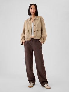 High Rise Double-Knee Carpenter Pants | Gap Brown Carpenter Pants Outfit, Carpenter Pants Outfit, Editorial Poses, Staple Wardrobe, Easy Silhouette, 2024 Outfits, September Birthday, Carpenter Pants, Fashion 2024