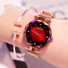 Ladies Starry Sky Magnet Watch Waterproof Wristwatch New Style Clock Luxury Rose Gold Magnet Watch, Sky Watch, Swiss Army Watches, Invicta Watches, Rose Gold Watches, Women Watches, Women's Watch, Beautiful Watches, Stainless Steel Band