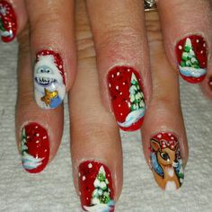 Deer Nails, Rudolph Red Nosed Reindeer, Seasonal Nails, Rudolph The Red, Red Nose, Xmas Nails, Red Nosed Reindeer, Christmas Nail Designs, Christmas Nail