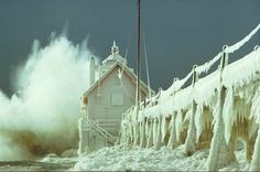 Frozen Lighthouse, Cleveland, Ohio Office Images, Scenic Wallpaper, Ice Storm, Grand Haven, Michigan Travel, Lake Ontario, Pure Michigan, Winter Wonder