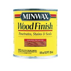 a can of wood finish on a white background