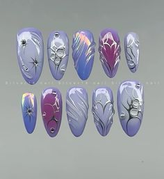 Arcane Acrylic Nails, Jinx Themed Nails, Arcane Inspo Nails, Nail Ideas Builder Gel, Chase Atlantic Inspired Nails, Arcane Themed Nails, Arcane Nail Art, Arcane Nails Design Vi, Jojo Nails Art Designs