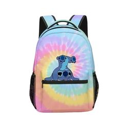 Introducing the Cartoon Character Print Backpack, a vibrant and practical accessory for school or casual outings. Designed with a colorful tie-dye background and a charming cartoon character graphic, this backpack stands out in both style and function. Features: Material: Constructed from durable polyester, ensuring long-lasting use and easy maintenance. Dimensions: Measures approximately 40 cm in height, 30 cm in width, and 17 cm in depth, providing ample storage space. Design: Features a multi Tie Dye Background, Handstamped Bracelet, Character Graphic, Stamped Bracelet, Diamond Gift, Travel Workout, Art Kits, Tie Dye Patterns, Charm Bangle