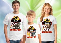 "Jurassic Park Birthday Boy, Custom Birthday Tees, Dinosaur Birthday Shirt, Birthday Girl T-Rex Shirt, Personalized Shirt for Family B#14 DESCRIPTION: With this Shirts the Vacation or Party time will be more fun High Quality at a Great Price DTG Printing. It is not Iron ,Vinyl. or Heat Transfer Every devises has different brightness and Resolution. Shirts are printed with water base ink therefor color tone might be slightly different. All Shirts are just WHITE COLOR Unisex Adult T-Shirt are \"GI 4th Birthday Boys, Jurassic Park Birthday, Ticket Style, T Rex Shirt, Jurassic Park Movie, Park Birthday, Birthday Tee, Dinosaur Party, Dinosaur Birthday