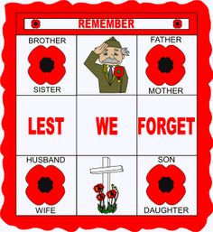 a red and white poster with words that say,'we forget the last few things in remembrance