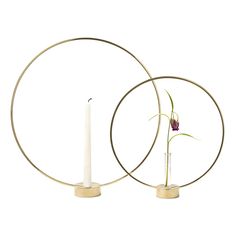 two circular candles are sitting next to each other