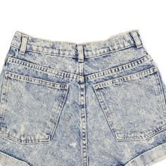 Item is in good used condition. > Size: XS > Waist Size: 26" > Inside Leg: 2" > Rise: 13" > Hem: 11" Blue Washed Denim Shorts, Vintage High-rise Blue Jean Shorts, High Rise Washed Blue Shorts, Blue High-waisted Washed Shorts, Acid Wash Denim Jean Shorts, Faded High Waist Denim Jean Shorts, High-rise Washed Blue Jean Shorts, High Rise Washed Blue Jean Shorts, Vintage Blue Denim Shorts