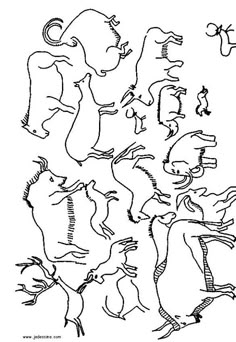 an image of some animals that are in black and white, with one drawing on the side