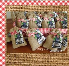 burlap bags filled with baby's first christmas cookies