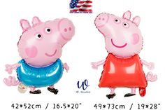 two inflatable pepo balloons are shown with an american flag on the back