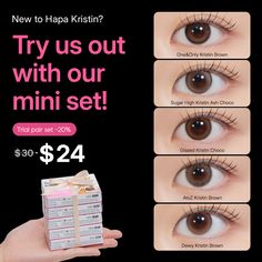 an ad for the new kapa krisin eyeliners is shown in four different images