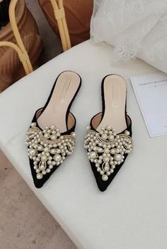 Pearl Loafers, Hand Beaded Lace, Lace Up Ballet Flats, Embroidered Flats, Elegant Flats, Lace Flats, Leather Formal Shoes, Beaded Flats, Low Heel Sandals