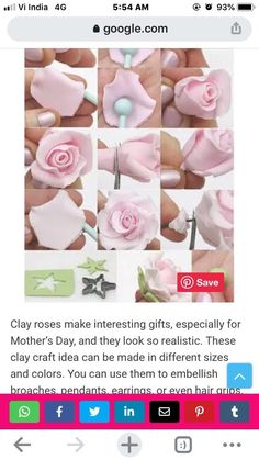 someone is making pink roses out of clay and then they look to be real flowers