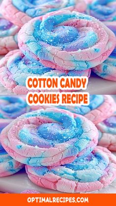 cotton candy cookies recipe with blue and pink swirls