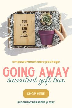 Celebrate life’s big moments with our "You Are A Badass!" succulent gift box! Perfect as a retirement gift box or a farewell gift idea, this delightful set includes a charming succulent kit that’s easy to care for. It’s a thoughtful and unique way to honor milestones and make lasting memories. Whether it’s for a colleague, friend, mentor, or loved one, this succulent gift box is sure to bring joy and a touch of greenery to their next chapter. Order now and make their celebration extra special! Unique Best Friend Gifts, Farewell Gift For Coworker