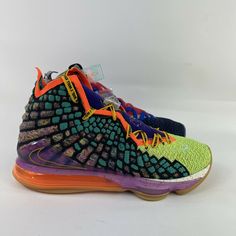 Nike Lebron 17 XVII “What The” Multi-Color CV8079-900 Men's 7.5 Women's 9 No Lid Condition: New without box lid. Please look at all pictures as they are part of my description. SHIPPING & HANDLING: - 1 Business Day Handling after payment cleared - International Buyers: GSP with Tracking RETURNS: - 30 Day Returns if the item is in its original condition with all Packaging and Tags. Thank you for supporting small business. We strive for customer satisfaction if your transaction was less than perfe Casual Multicolor Basketball Shoes, Nike Custom Sneakers For Basketball, Nike Multicolor Basketball Sneakers, Custom Nike Sneakers For Basketball, Multicolor Round Toe Sneakers For Basketball, Nike Multicolor High-top Basketball Shoes, Multicolor High-top Basketball Shoes For Sports Events, Multicolor Basketball Shoes, Lebron 17