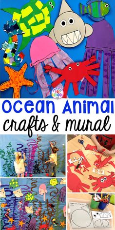 ocean animal crafts and murals for kids to make