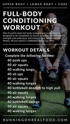 the full body conditioning workout for men is shown in this advertise poster, which features