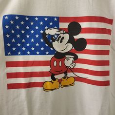 Vintage Disney Store White T Shirt Mickey Mouse Saluting American Flag Xxl Measurements: 25.5 X 42 In Features: T Shirt Condition: New With Tags Snow White Vintage, Vintage Disney, Inspiration Board, Disney Store, White T Shirt, White T, Vintage Tops, White Tshirt, White Vintage