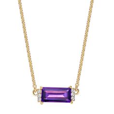 You'll love the elegant style of this Gemminded 18k Gold Plated Sterling Silver Amethyst and Lab Created White Sapphire Pendant Necklace. Click on this JEWELRY & WATCHES GUIDE to learn about fit, styles, materials and more! You'll love the elegant style of this Gemminded 18k Gold Plated Sterling Silver Amethyst and Lab Created White Sapphire Pendant Necklace. Click on this JEWELRY & WATCHES GUIDE to learn about fit, styles, materials and more! FEATURES Pendant dimensions: 0.2" L x 0.51" W Chain Fine Jewelry Amethyst Necklaces In Yellow Gold, Fine Jewelry Yellow Gold Amethyst Necklaces, Fine Jewelry Amethyst Necklace In Yellow Gold, Elegant Yellow Gold Amethyst Necklace, Formal Yellow Gold Amethyst Necklace, Elegant Gold Amethyst Necklace, Formal Amethyst Birthstone Necklace, Sapphire Pendant Necklace, Sapphire Necklace Pendants