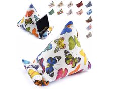 the colorful butterfly print case is open and ready to be used