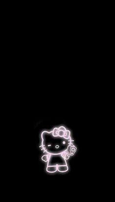 the hello kitty wallpaper is lit up in the dark