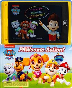 two children's electronic books with paw patrol characters on them