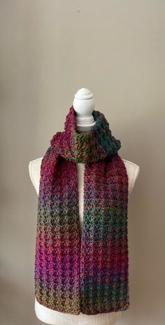 Crocheted Scarf, Shades Of Violet, Gold And Blue, Blanket Wrap, Warm Blankets, Crochet Scarves, Winter Day, Kind Words, Knit Scarf