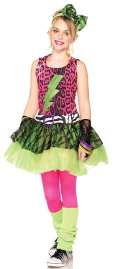 Totally 80's Girls Costume - Eighties Costumes Kids 80s Outfit Ideas, 80s Dress Up Ideas, 1980s Halloween Costume, Eighties Costume, 80s Fashion Kids, 80s Outfit Ideas, Eighties Fashion, Eighties Party