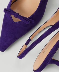 Step into elegance with the Ann Taylor Mini Bow Slingback Suede Pump, a perfect blend of style and comfort. 

- Size: 7
- Color: Midnight Mulberry
- Material: Leather
- Gender: Female
- Heel Height: 2 inches

Featuring a charming bow atop a sleek pointy toe design, these pumps are crafted from luxurious suede. The padded footbed ensures comfort with every step, making them ideal for both office wear and evening outings. The subtle 2-inch heel provides a gentle lift, enhancing your silhouette wit Mini Bow, Mini Bows, 2 Inch Heels, Heels Pumps, Suede Pumps, Slingback Pump, Petite Fashion, Toe Designs, Leather Mini