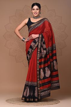 Price: Rs 2525 + Shipping Extra Ask and Order on Whatsapp +919619659727 -- wa.me/919619659727 Click on the link for more designs: Block Print Saree, Latest Sarees, Silk Sarees Online, Saree Look, Casual Office, Block Printing, Designer Sarees, Printed Sarees