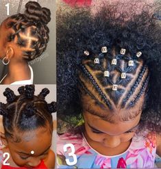 Hairstyles With Gold Accessories, Hairstyles For Kids Short Hair, Black Kid Hairstyles, Kids Short Hair, Khloe Hair, Kids Braids With Beads, Barbie Hairstyles