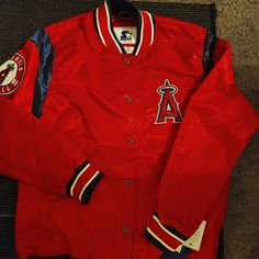 Brand New W Tags Starter Vintage 1990's Anaheim Angels Bomber Jacket Vintage Jacket Men, Eagles Kelly Green, Mens Sports Jacket, Dodgers Jacket, 90s Hoodie, Team Apparel, Jacket Brands, Baseball Jacket