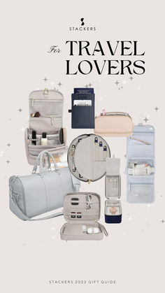 the travel lover's gift guide includes all kinds of bags, wallets and other personal items