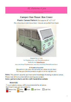 a green and white bus is featured in the article camper van tissue box cover