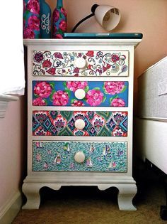 an old dresser has been decorated with flowers and is on sale for $ 599