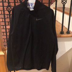 Dry-Fit Nike Pullover Fleece Size Medium Color Black Brand New Great Condition Nike Sports Sweater For Fall, Nike Sweater For Sports In Fall, Nike Sweater For Fall Sports, Nike Fall Sports Sweater, Nike Black Sweater For Winter, Black Half-zip Top For Layering, Nike Half-zip Top For Fall, Nike Black Tops For Fall, Sweaters Nike