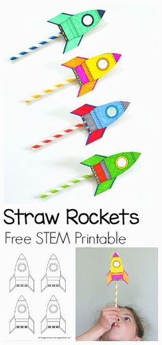 STEM Activity for Kids: How to Make Straw Rockets (w/ Free Rocket Template)- Fun for a science lesson, outdoor play activity, or unit on space! ~ BuggyandBuddy.com Straw Rockets, Rocket Template, Straw Rocket, Stem Activity For Kids, Play Activity, Science Lesson, Stem Activity, Stem For Kids