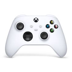 a close up of a white controller on a white background