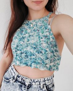 Halter Crochet Top, Halter Crochet, Top Crochet Pattern, Textured Crochet, Crochet Fun, Formal Pants, Top Halter, Cropped Tube Top, Beach Ready