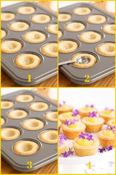 how to make mini lemon tarts in a muffin tin with pictures showing step by step