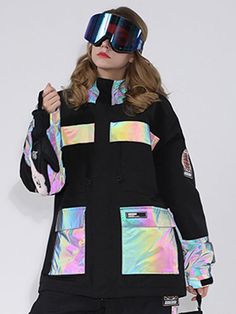 Venture Neon Glimmer Snow Jacket Ins Street Buckle Skirt, Drawstring Skirt, Womens Snowboard, Skirt Pockets, Blue One Piece, Snow Jacket, Asymmetrical Skirt, Jackets Online, Ski Jacket