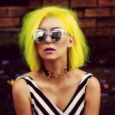 manic panic electric banana hair color gallery Hair Styles Lines, Rainbow People, Banana For Hair, Hair Streaks, Electric Hair, Manic Panic, Long Hair With Bangs, Yellow Hair