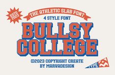 the bulllsy college logo with an orange and blue font that reads bullsy college