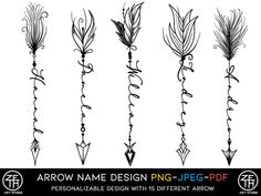 arrow name design png - peg - proff for personalize with 5 different arrows