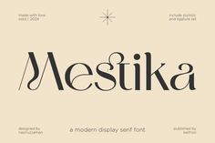 Download, preview & design with Mestika font using our powerful text font generator for free, or purchase the full version with a commercial license here. Mestika Serif Font Free Download License: Personal, Commercial File Size: 51.8 KB Format: OTF, TTF Total Files: 2 Download Mestika Font now at FreeFontDL!. #FreeFonts #ElegantFonts #FontLove #Typography #CreativeFonts