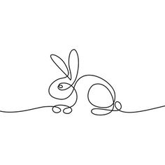 a continuous line drawing of a rabbit