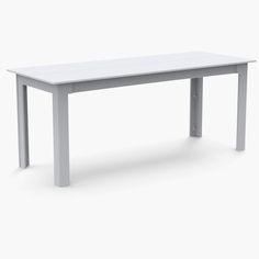 a white table sitting on top of a white floor