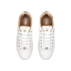 The Lillian is a white sneaker with classic lace up front. There is a gold KG Kurt Geiger stud on the tongue and heel. Material: Synthetic Style number: 2554410829 Kurt Geiger Sneakers, Shoe Story, Tops For Ladies, Kurt Geiger, White Sneakers, Shoe Shop, Shoe Brands, White Sneaker, Mini Bag